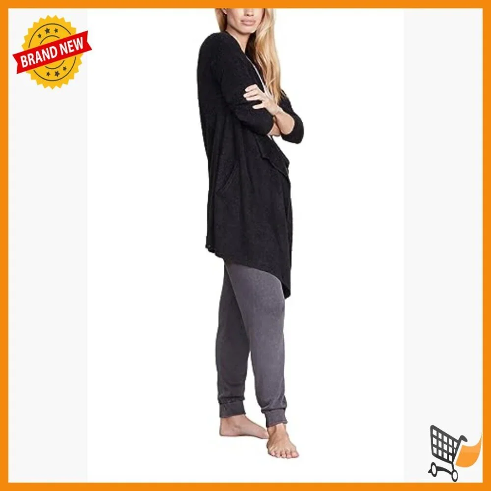 Soft Lightweight Knit Wrap Cardigan with Pockets, Small-Medium